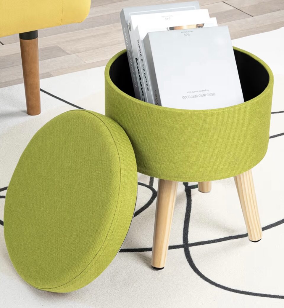 Modern Storage Ottoman (Green)