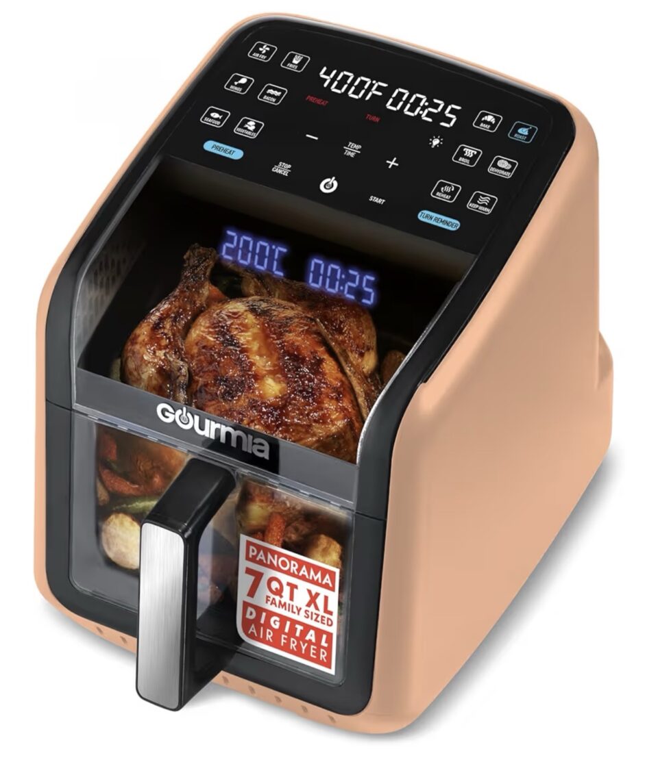 Air Fryer 7 QT with Panorama Window & Interior Light (Peach)